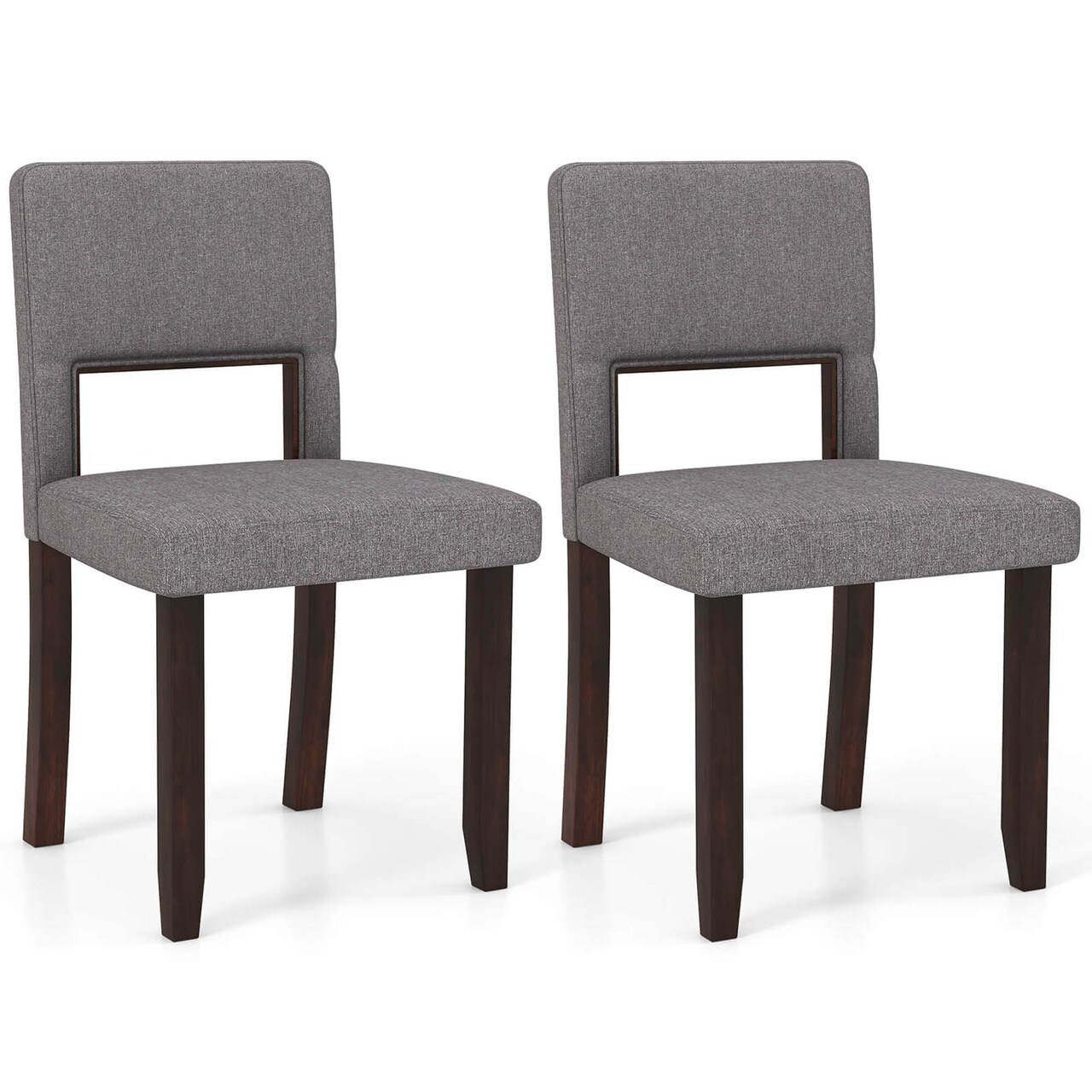 Costway Wooden Dining Chair Set of 2/4 with Acacia Wood Frame Padded Seat & Back Home